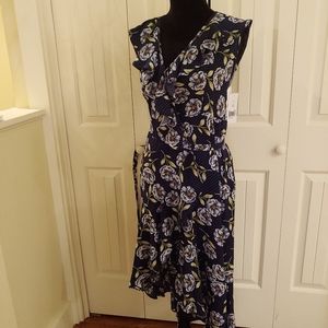Donna Morgan Chiffon Crepe Floral Wrap Dress